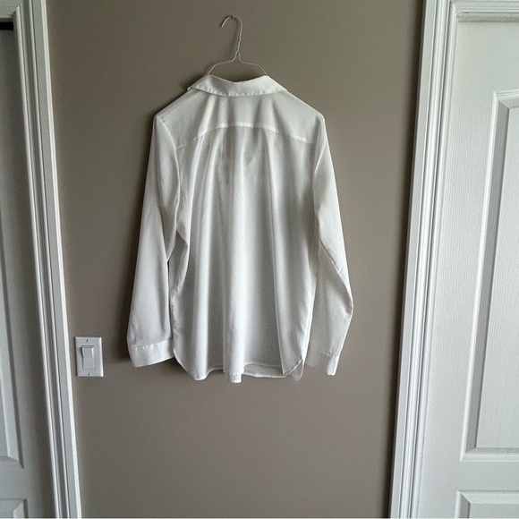 Calvin Klein White Dress Top with gold accent loops that ties at the neckline - Picture 8 of 14